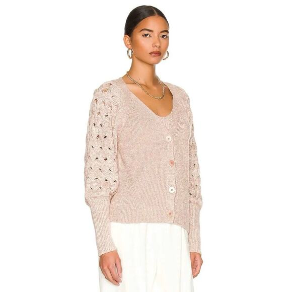 Jonathan Simkhai Olive Sweater Cardigan Ivory Dust Revolve Boho Casual Size S - Picture 9 of 10